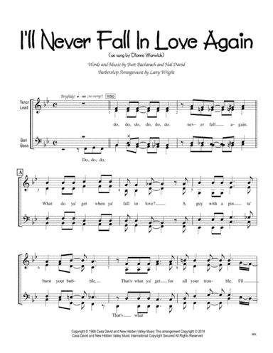 I'll Never Fall In Love Again (arr. Larry Wright)
