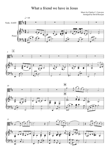 What a friend we have in Jesus - EASY (piano & viola) (arr. David Kocijan)