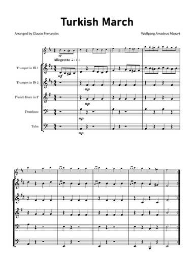 Turkish March by Mozart - Brass Quintet (arr. Glauco Fernandes)