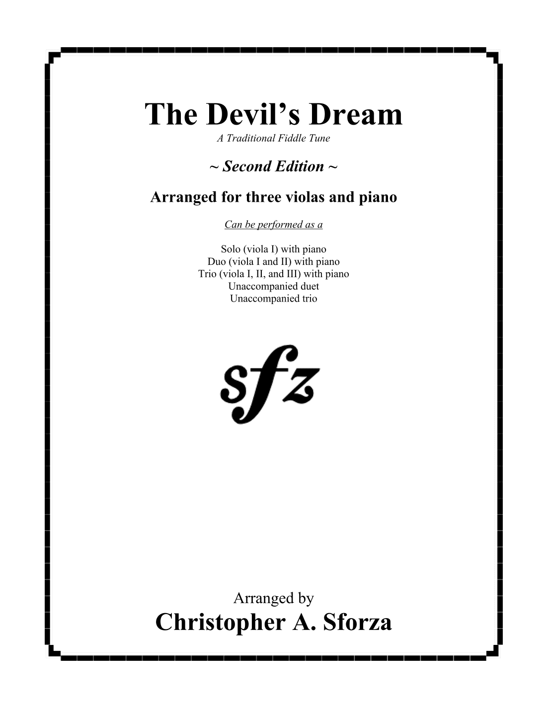 The Devil's Dream, for two violas and piano (arr. Christopher A. Sforza)