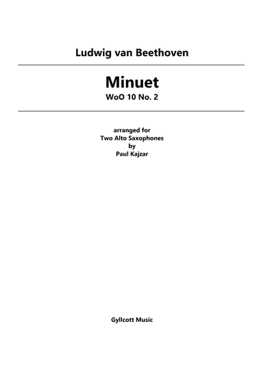 Minuet (Two Alto Saxophones) (arr. Paul Kajzar)