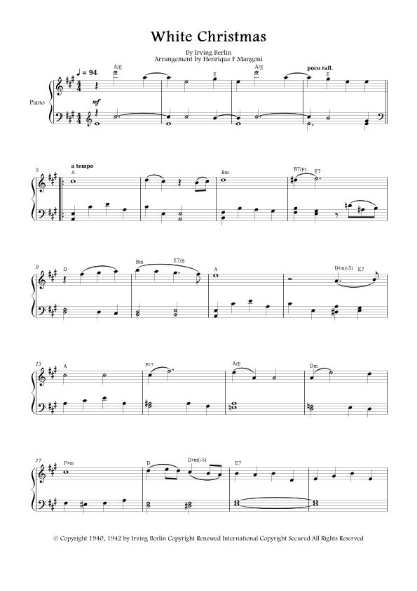 White Christmas (arr. Henrique F Mangoni)