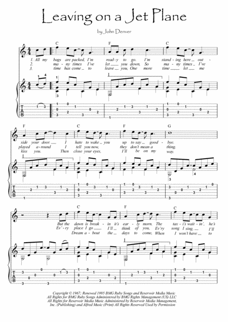 Leaving On A Jet Plane (arr. PianoSheetNow)