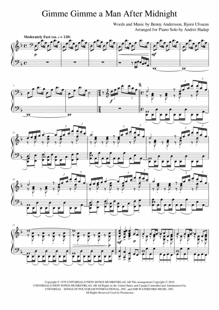 Gimme! Gimme! Gimme! (a Man After Midnight) (arr. Andrei Hadap)