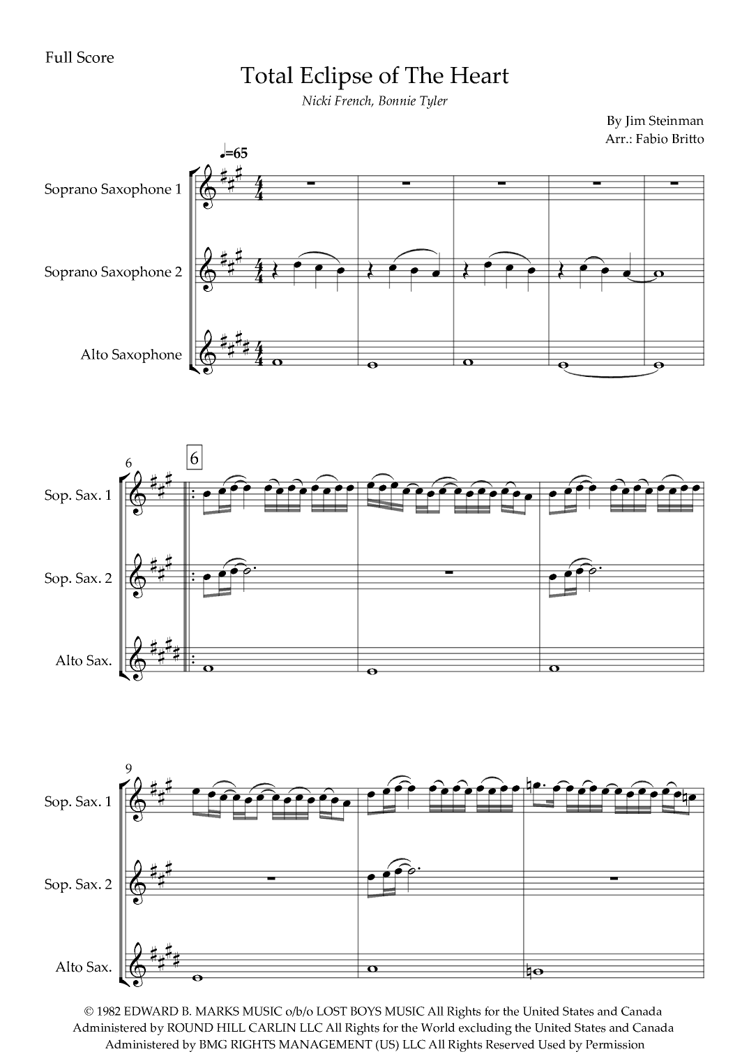 Total Eclipse Of The Heart (arr. Fabio Britto)