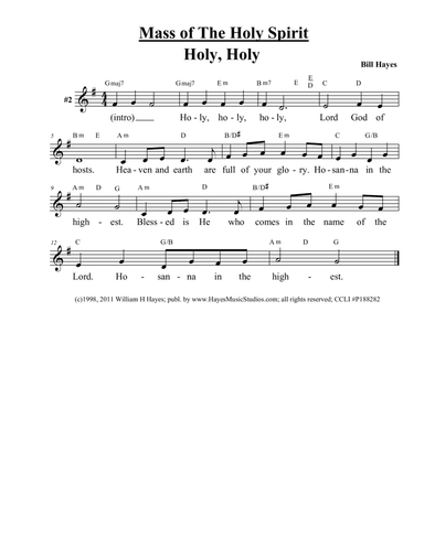 Holy Holy (Mass of the Holy Spirit) - leadsheet