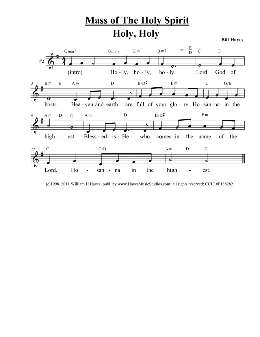Holy Holy (Mass of the Holy Spirit) - leadsheet
