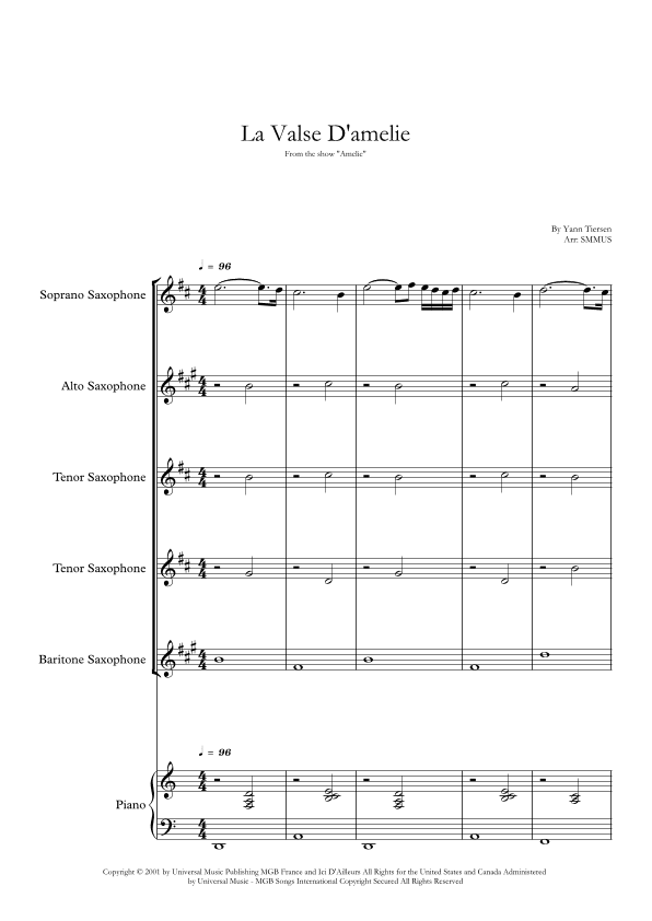 La Valse D'amelie (arr. SMMUS)