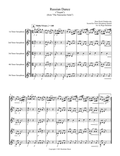 Russian Dance ("Trepak") (from "The Nutcracker Suite") (F) (Tenor Saxophone Quintet) (arr. Regis Bookshar)