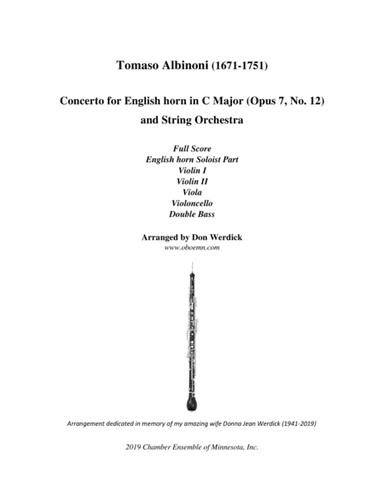 Concerto for English horn in C Major, Op. 7 No. 12 and String Orchestra (arr. Don Werdick (1946 - ))