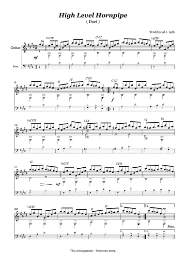 High Level Hornpipe - Traditional c.19th piece arranged for Guitar Duet (arr. Semitony)