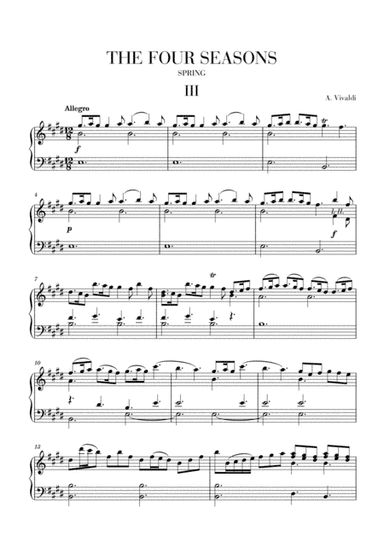 VIVALDI: The Four Seasons - Spring - 3rd mov. - Advanced Intermediate Piano (arr. Cadenza Editions)
