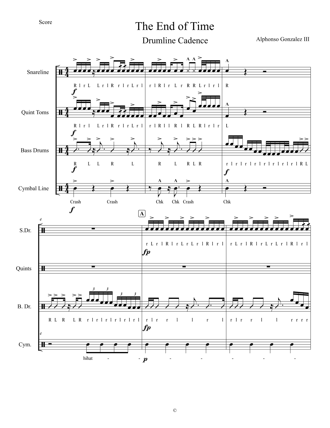 The End of Time - Drumline Cadence