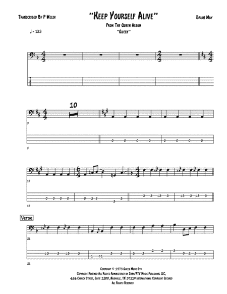Keep Yourself Alive (arr. P Welsh)