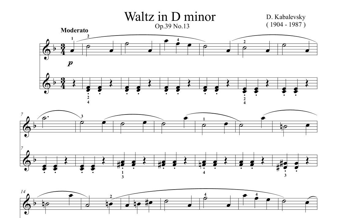 Kabalevsky Waltz in D minor Op.39 No.13 (arr. Ben Choupak)