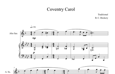 Coventry Carol (Alto Sax Solo with Piano Accompaniment) (arr. B. C. Dockery)