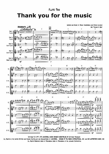 Thank You For The Music (arr. Thomas H. Graf)