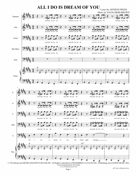 All I Do Is Dream Of You (arr. Jim Farley www.arrangementsone.com)