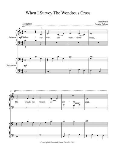 When I Survey The Wondrous Cross (beginning solo with optional elementary duet) (arr. Sandra Zylstra)