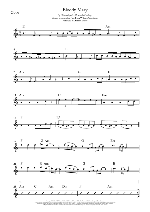 Bloody Mary (arr. Amauri Lopes)
