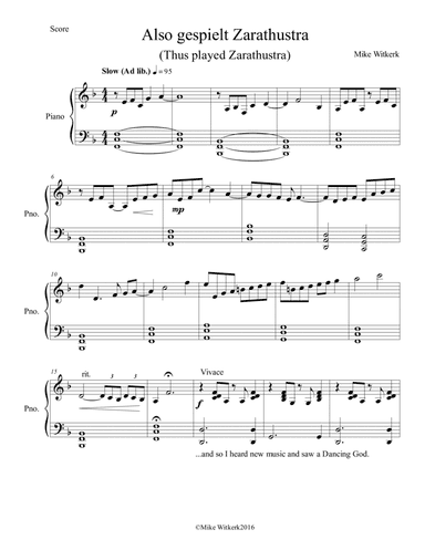 Also gespielt Zarathustra (Thus played Zarathustra) - Piano solo