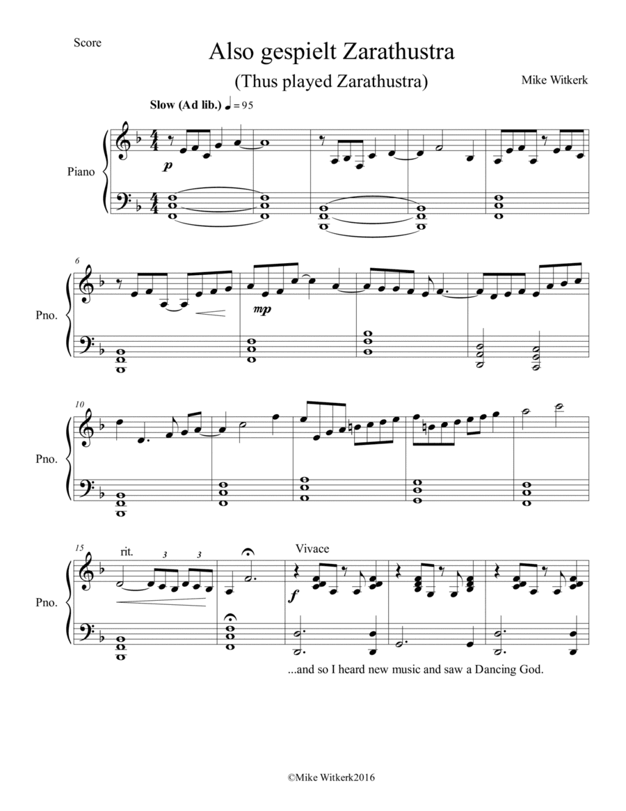 Also gespielt Zarathustra (Thus played Zarathustra) - Piano solo