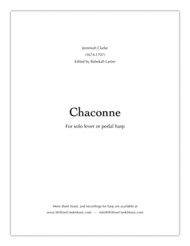 Chaconne by Jeremiah Clarke - solo lever or pedal harp (arr. Willow Creek Music)
