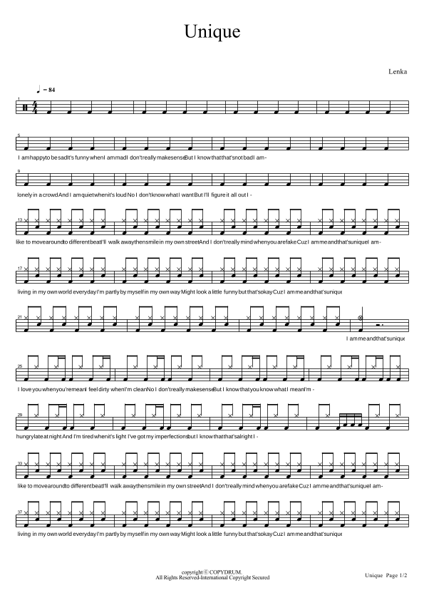 Unique (arr. COPYDRUM)