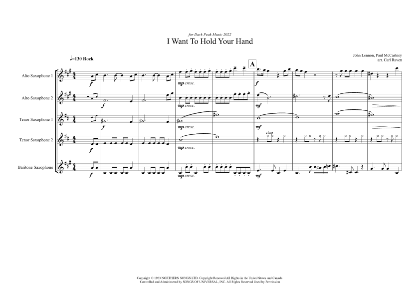 I Want To Hold Your Hand (arr. Carl Raven)