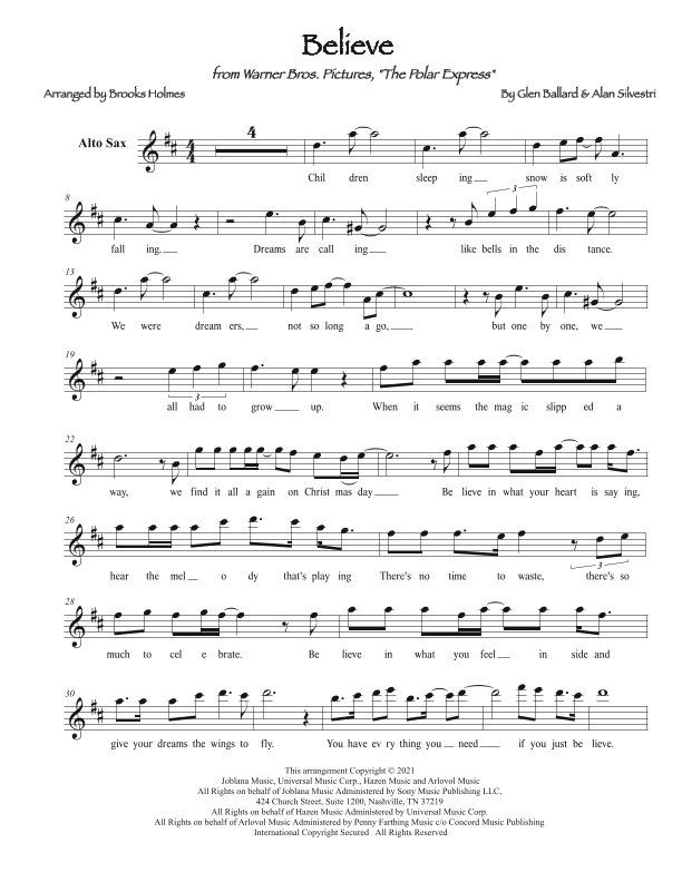 Believe (arr. Brooks Holmes)