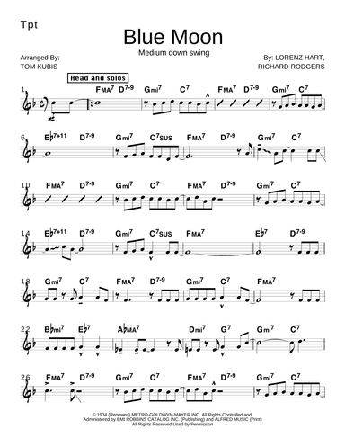 Blue Moon Revisited (arr. Tom Kubis)