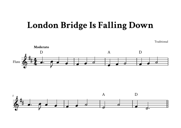 London Bridge Is Falling Down - Easy Flute (D Major) (arr. Yuri Noronha)