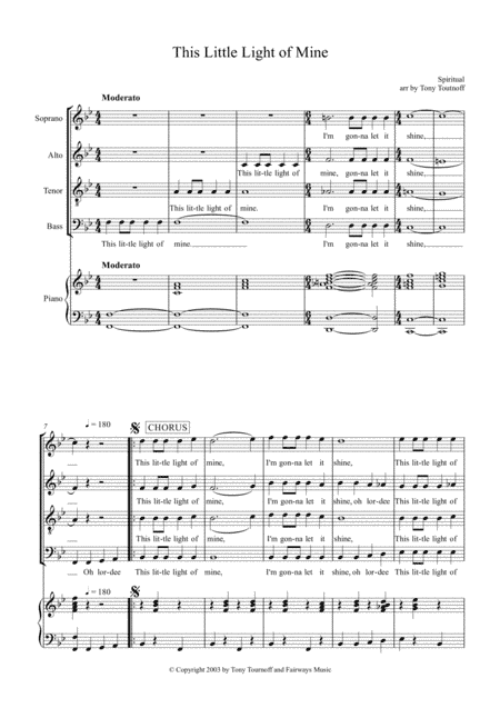 This little light of mine (SATB) (arr. Tony Tournoff)