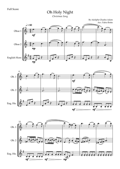 Oh Holly Night (Christmas Song) for Woodwind Trio (arr. Fabio Britto)