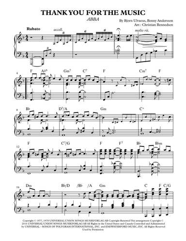 Thank You For The Music (arr. Christian Bennedsen)