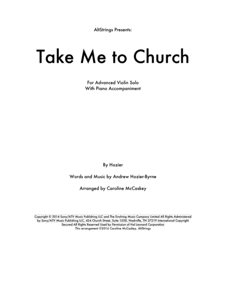 Take Me To Church (arr. Caroline McCaskey)