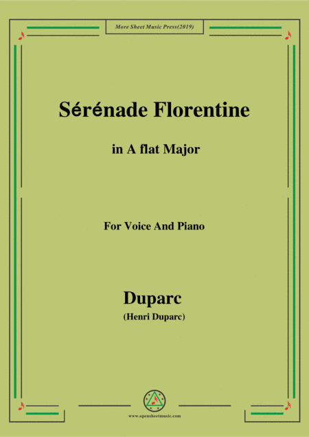Duparc-Sérénade Florentine in A flat Major,for Violin and Piano (arr. MSM)