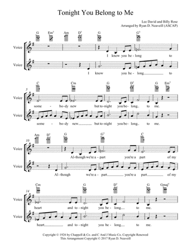 Tonight You Belong To Me (arr. Ryan D. Neaveill)