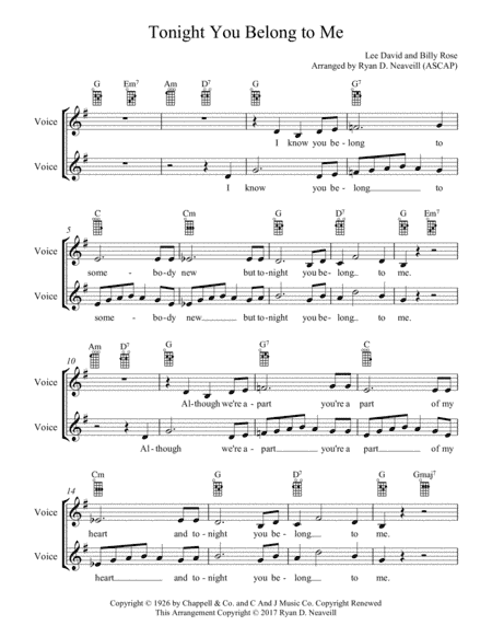 Tonight You Belong To Me (arr. Ryan D. Neaveill)