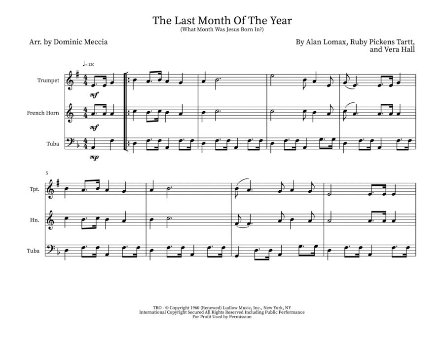 The Last Month Of The Year (what Month Was Jesus Born In?) (arr. Dominic Meccia)