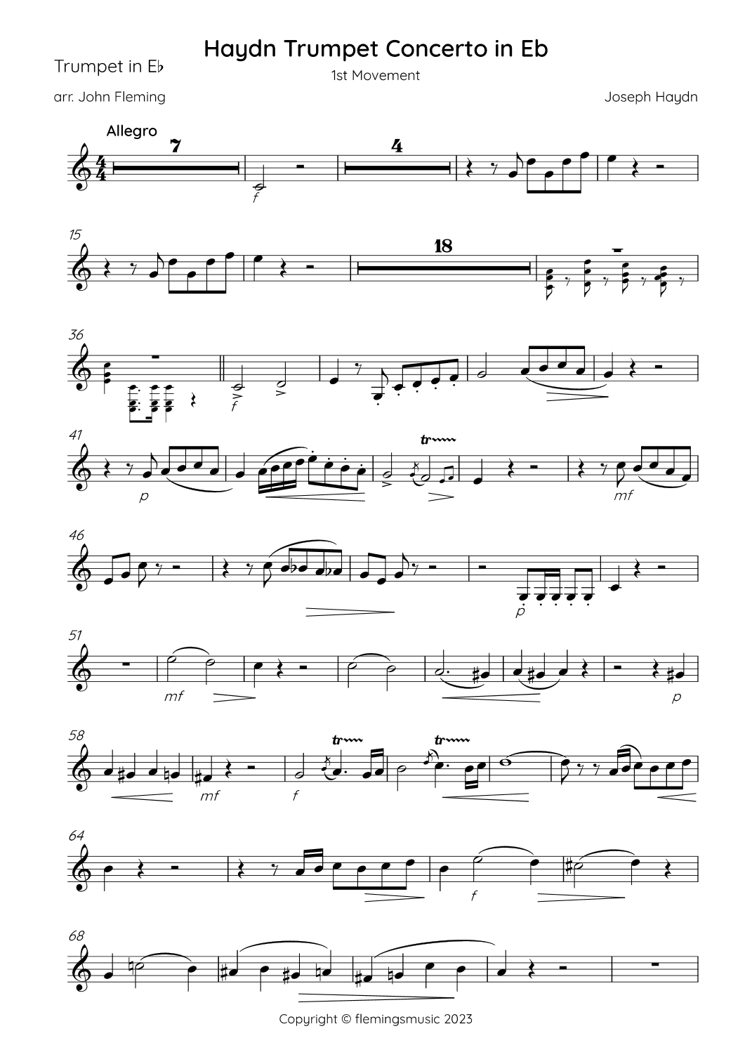 Haydn Trumpet Concerto (Eb trumpet parts) (arr. John Fleming)
