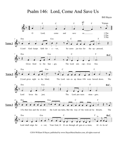 Psalm 146:  Lord, Come And Save Us - leadsheet