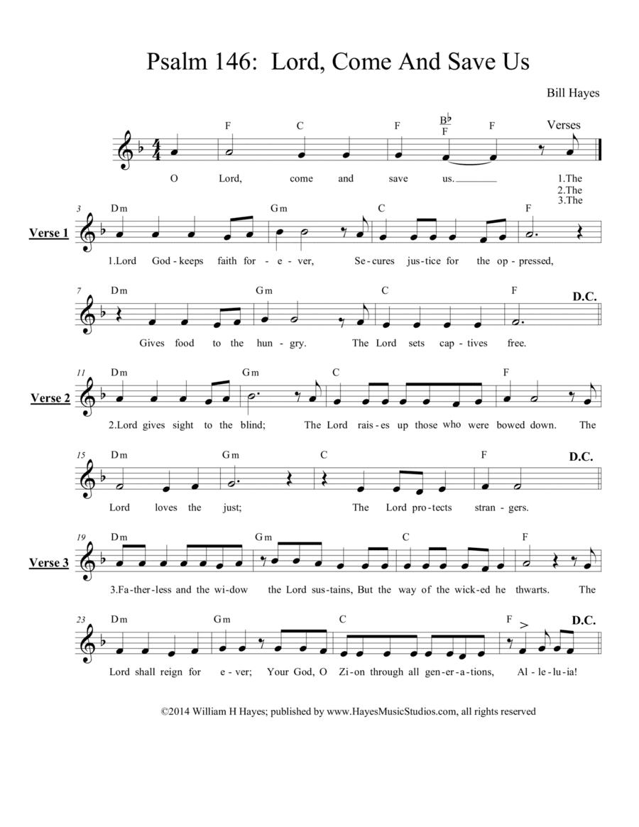 Psalm 146:  Lord, Come And Save Us - leadsheet