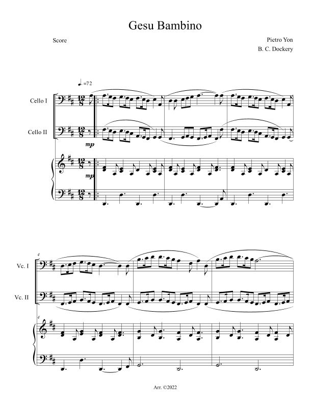 Gesu Bambino (Cello Duet with Piano Accompaniment) (arr. B. C. Dockery)