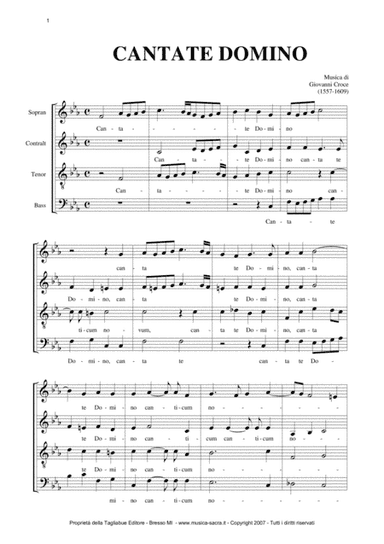 CANTATE DOMINO - G. Croce - For SATB Choir