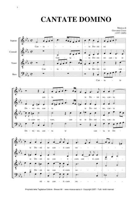 CANTATE DOMINO - G. Croce - For SATB Choir
