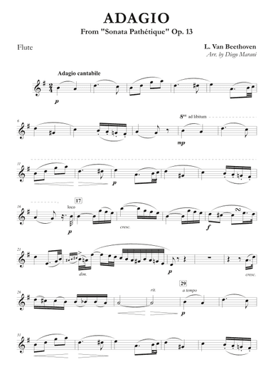 Adagio from "Sonata Pathetique" for Flute and Piano (arr. Diego Marani)