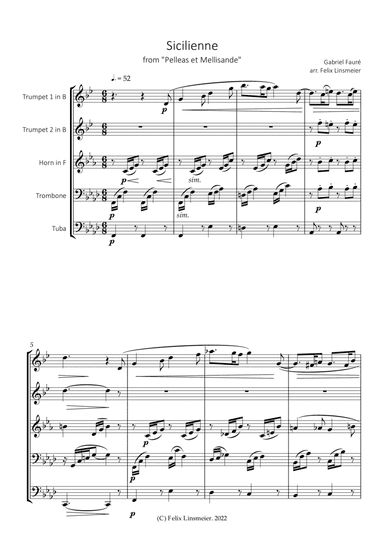 Gabriel Fauré: Sicilienne for Brass Quintet (arr. Felix Linsmeier)