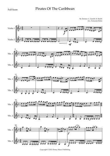 Pirates Of The Caribbean (arr. Fernando Britto)