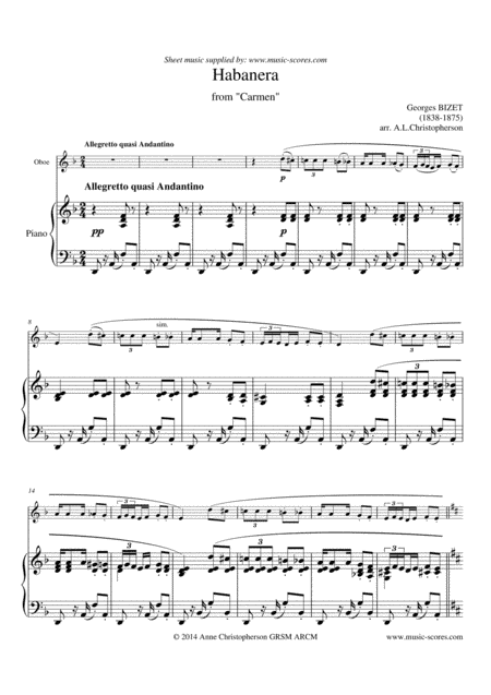 Habanera from Carmen - Oboe and Piano (arr. Anne Christopherson GRSM ARCM)
